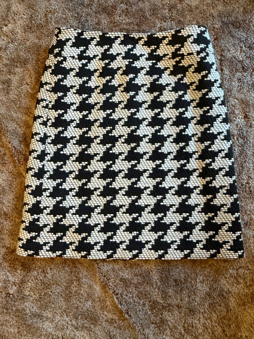 Vintage Talbots Wool Blend Houndstooth Mini A-Line Skirt Petite Italian Fabric